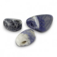 Naturstein Nugget Perlen Sodalith und Mikrokline 5-12mm Blue-white